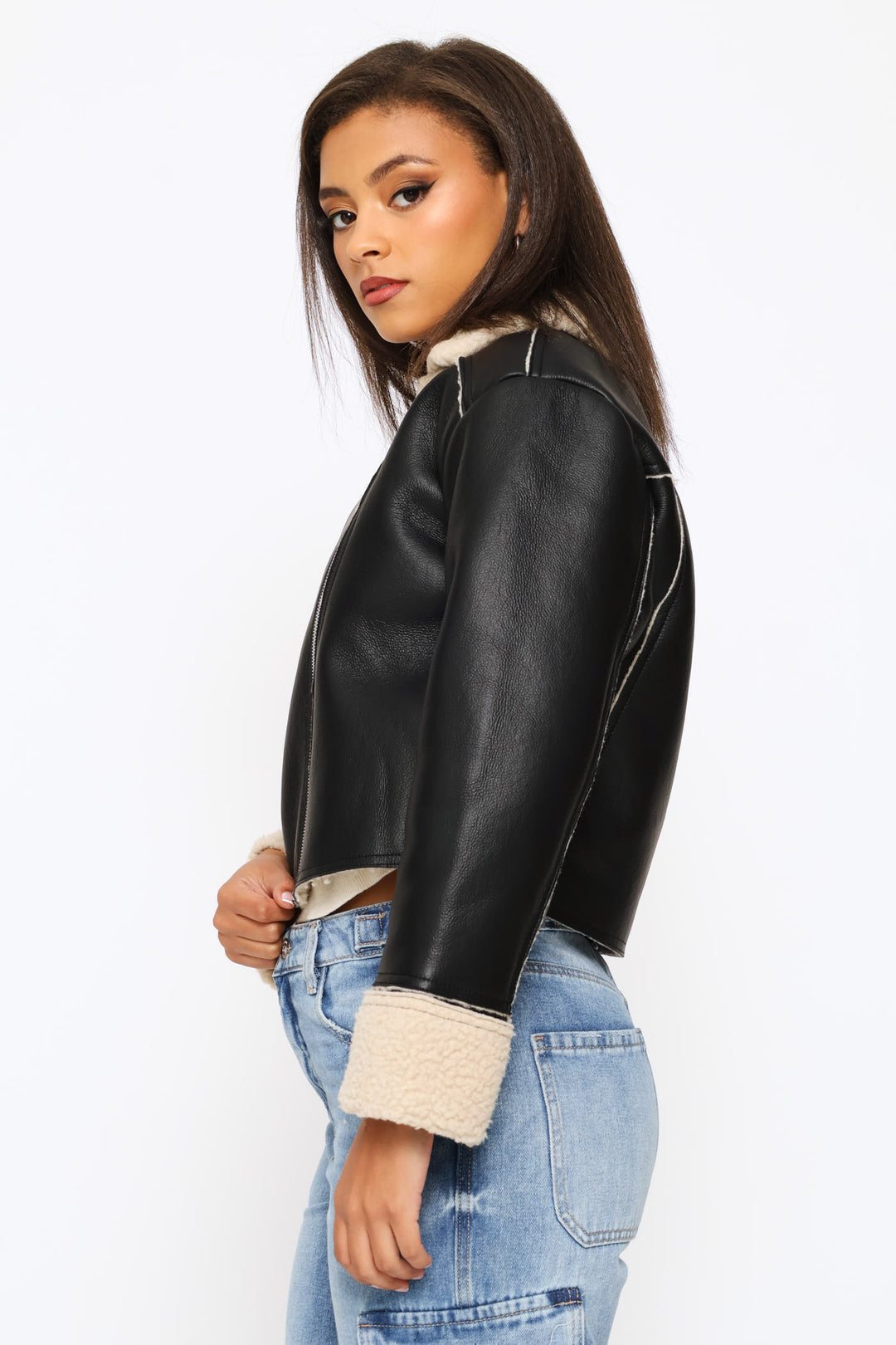 Aviator Jacket - Black/Cream