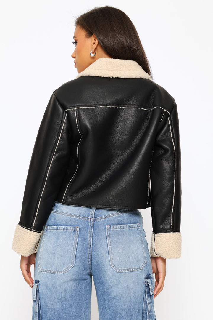 Aviator Jacket - Black/Cream