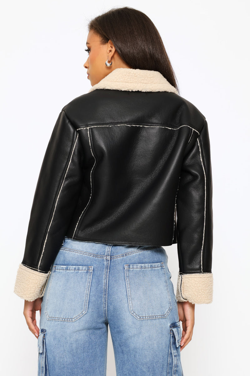 Aviator Jacket - Black/Cream
