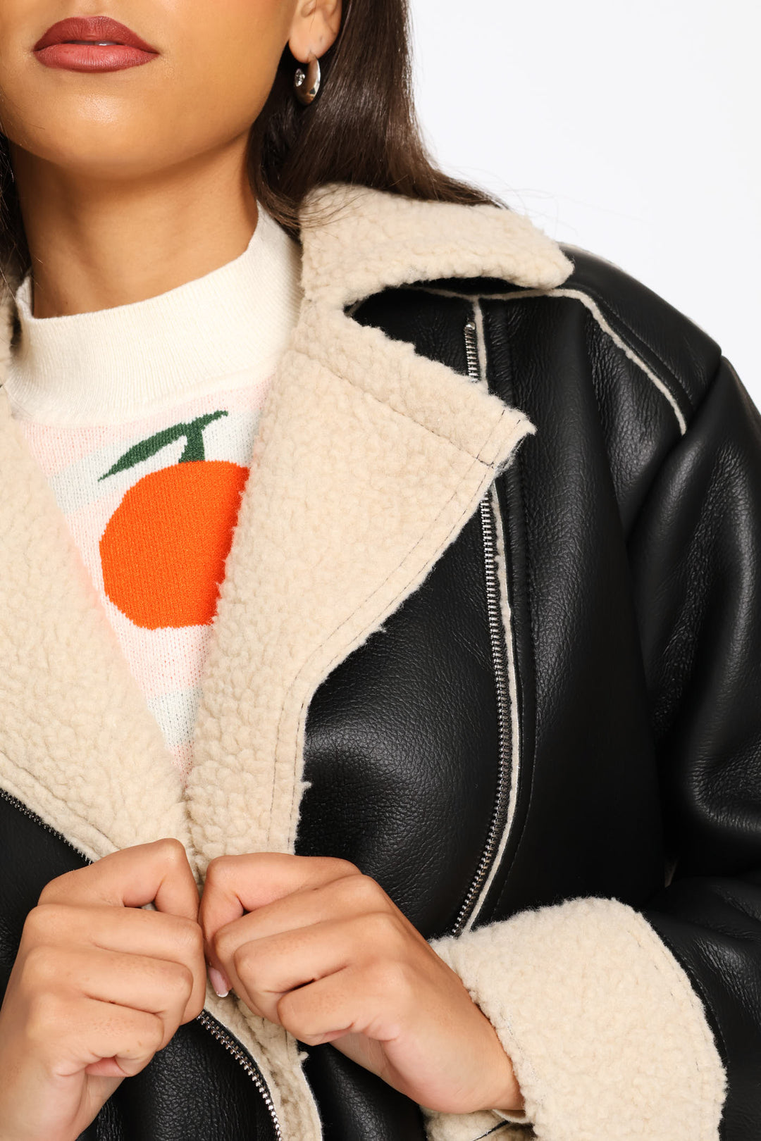 Aviator Jacket - Black/Cream