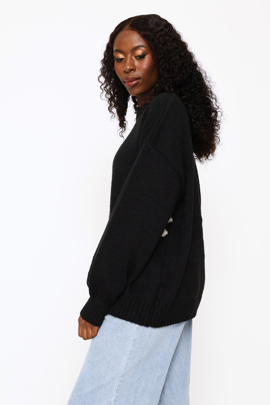 Jacquard Print Pullover - Black
