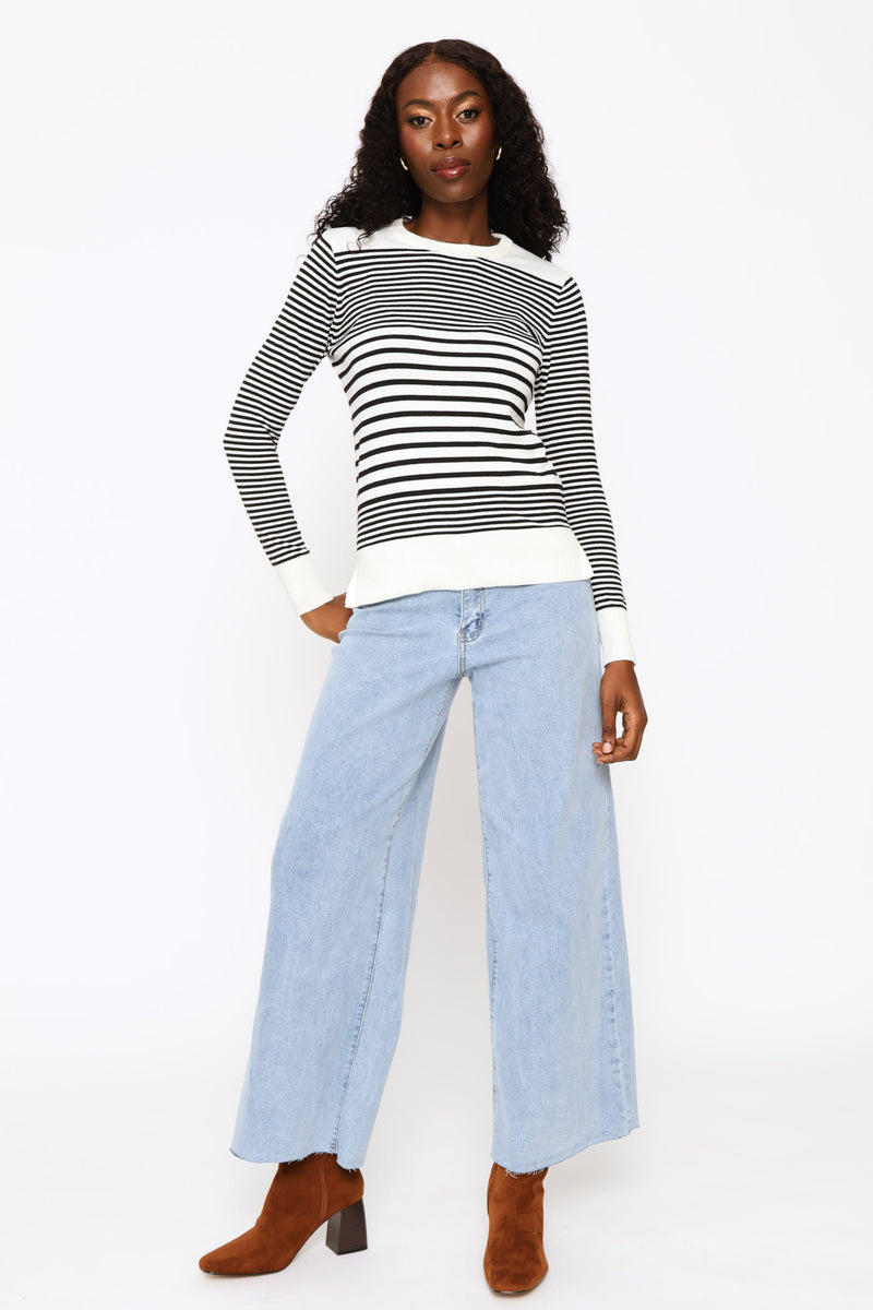 Striped Pullover - Black/Cream