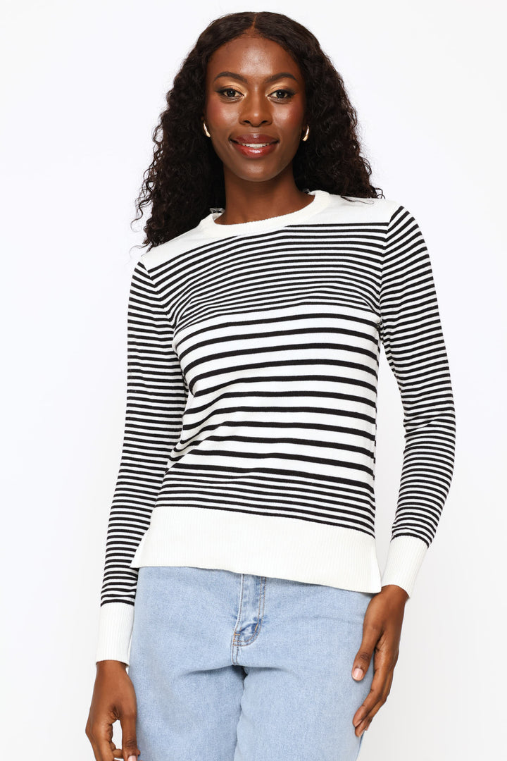 Striped Pullover - Black/Cream