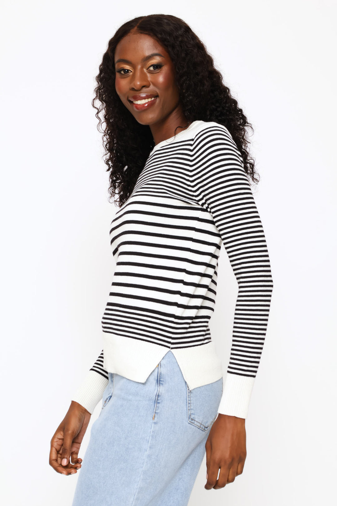 Striped Pullover - Black/Cream