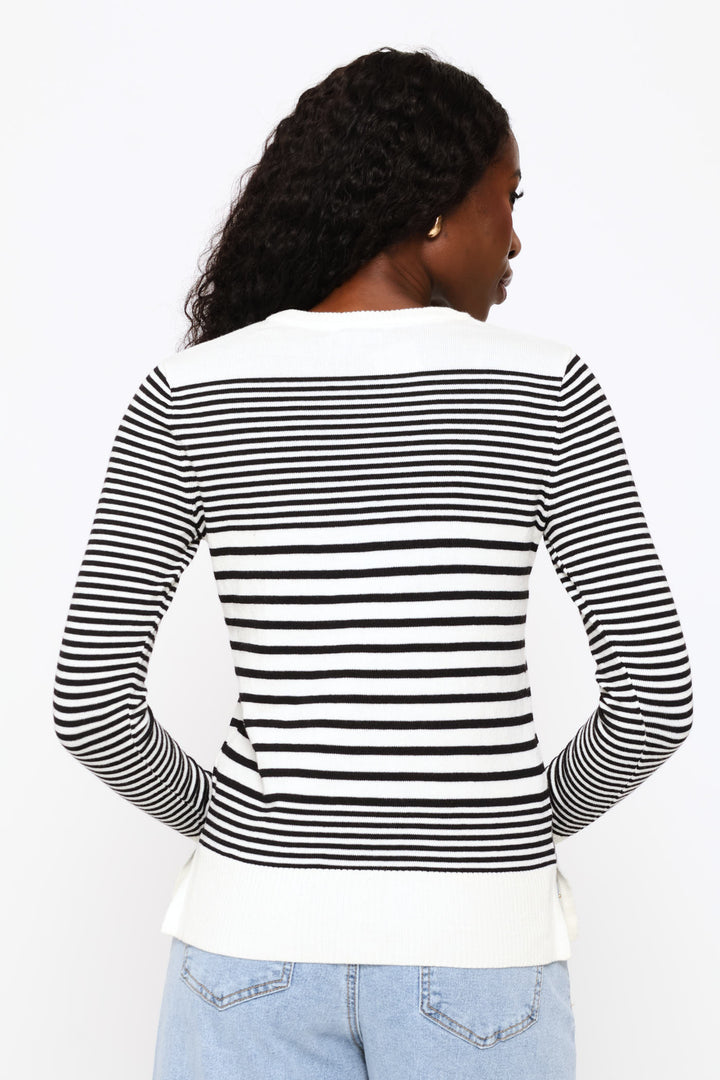 Striped Pullover - Black/Cream