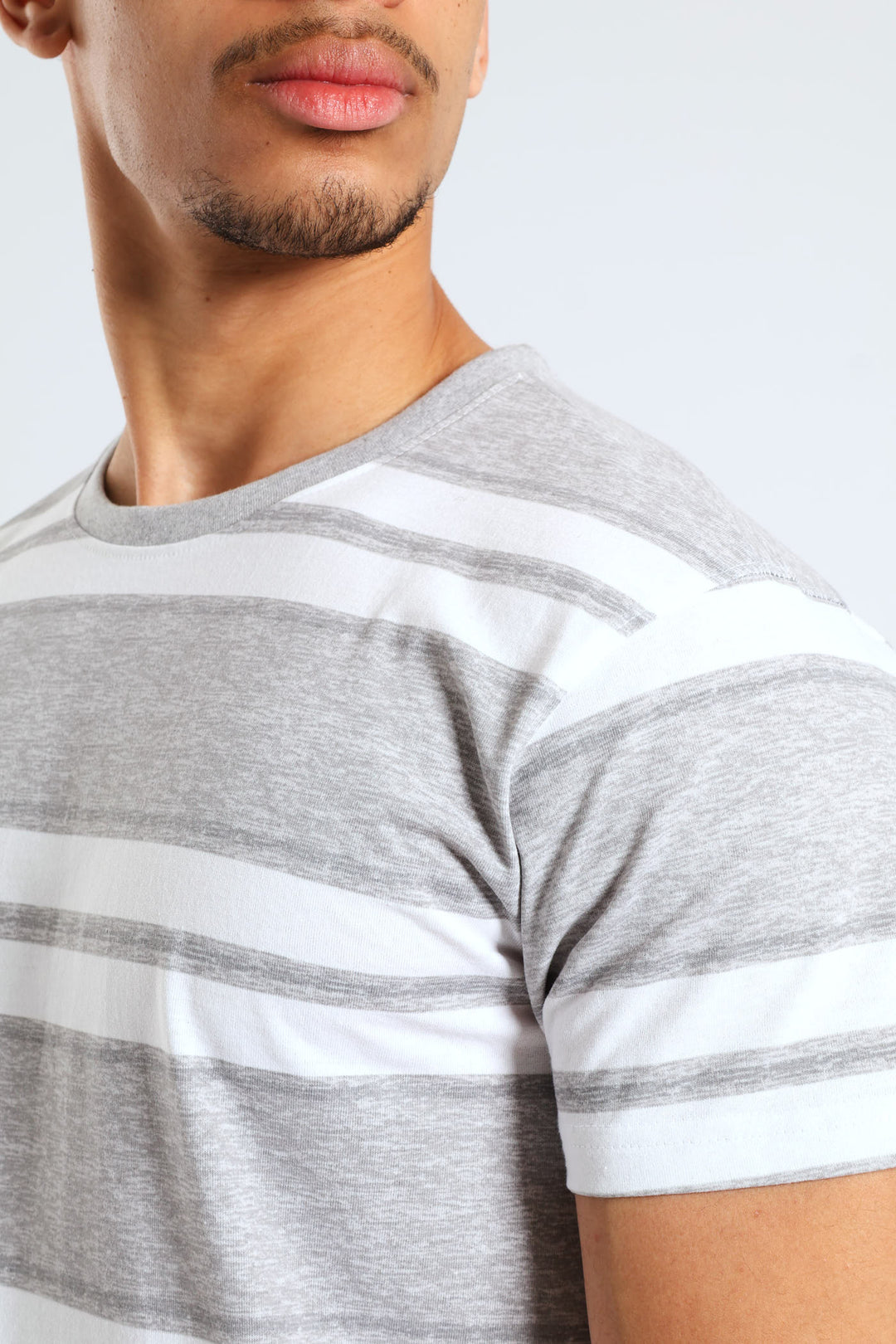 Stripe Tee & Pant PJ Set - Grey/White