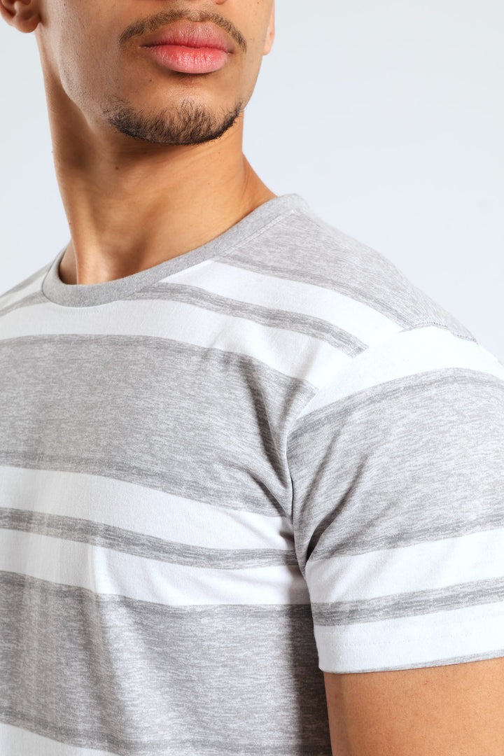 Stripe Tee & Pant PJ Set - Grey/White