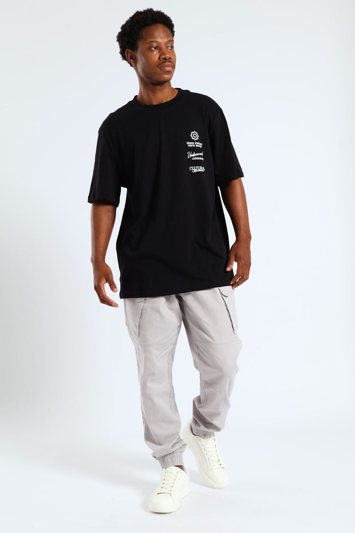 Reload Front & Back Printed Tee - Black