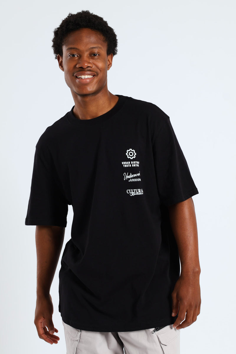 Reload Front & Back Printed Tee - Black