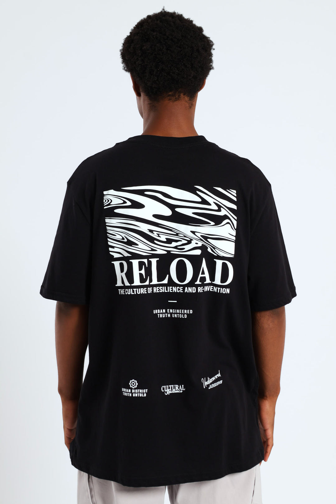 Reload Front & Back Printed Tee - Black