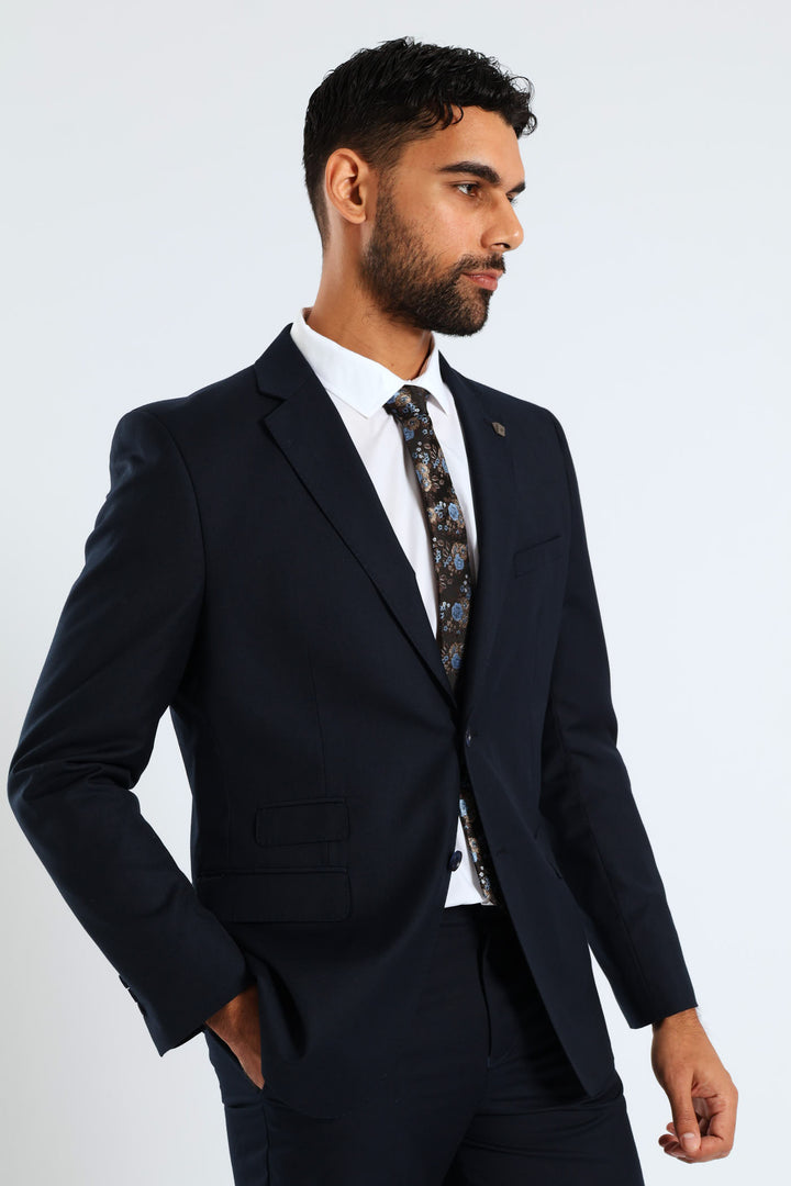 Regular Fit Viscose Blend Suit Jacket - Navy