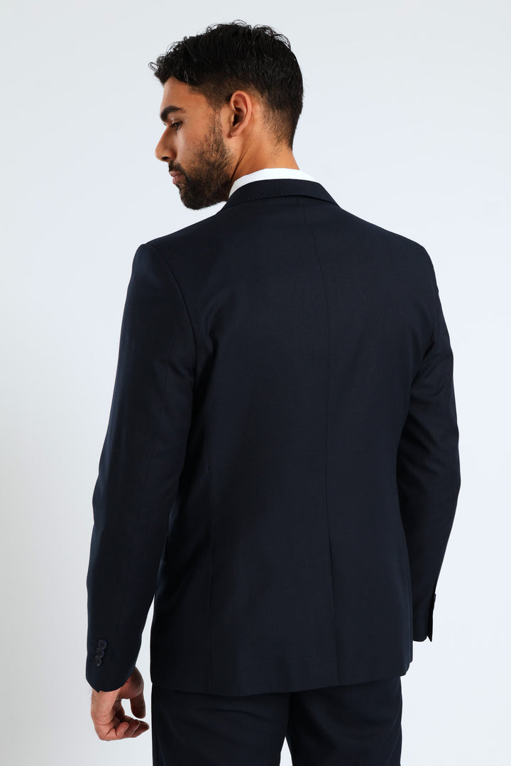 Regular Fit Viscose Blend Suit Jacket - Navy
