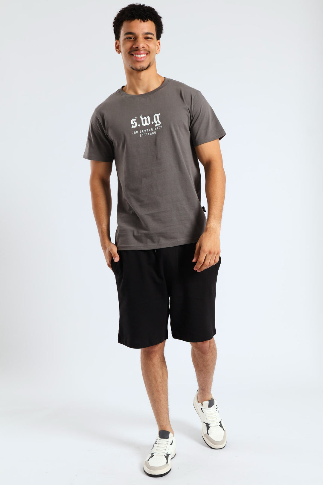 Basic Print T-Shirt - Charcoal