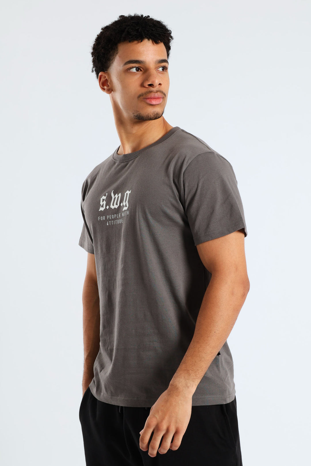 Basic Print T-Shirt - Charcoal