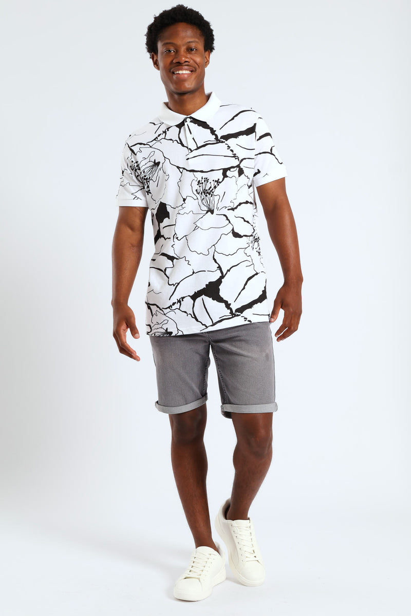 Basic Wash Denim Shorts - Grey