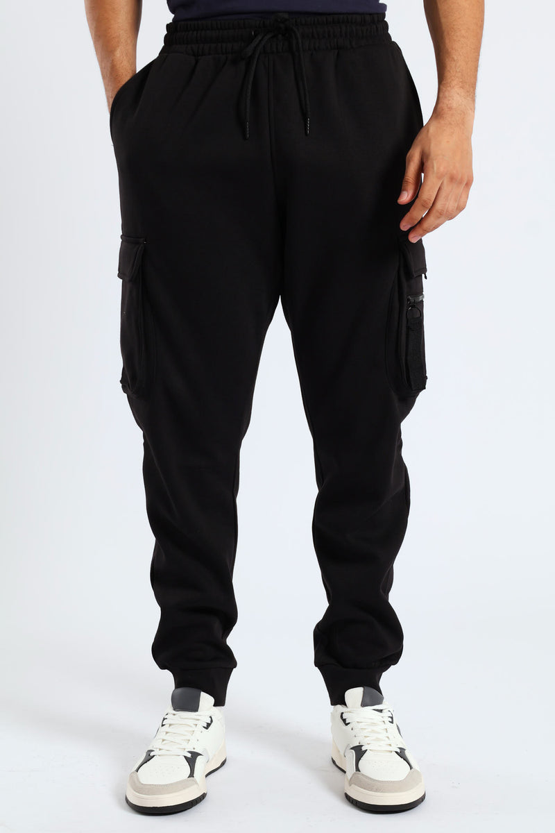 Strap Cargo Fleece Jooger - Black