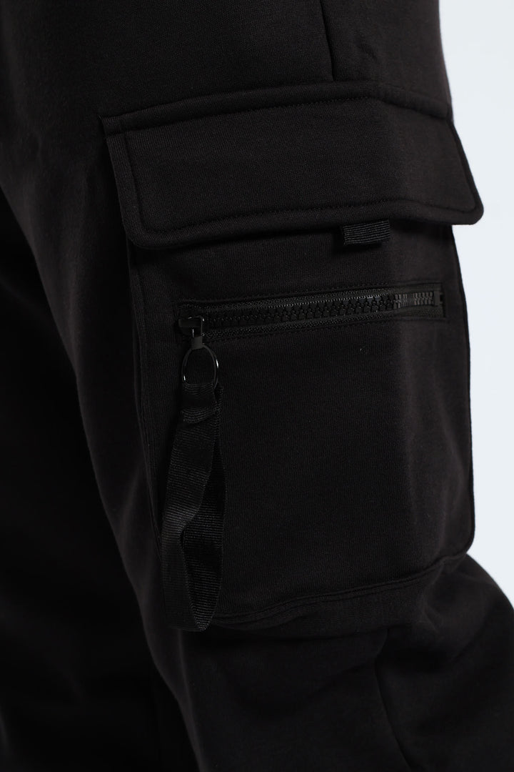 Strap Cargo Fleece Jooger - Black