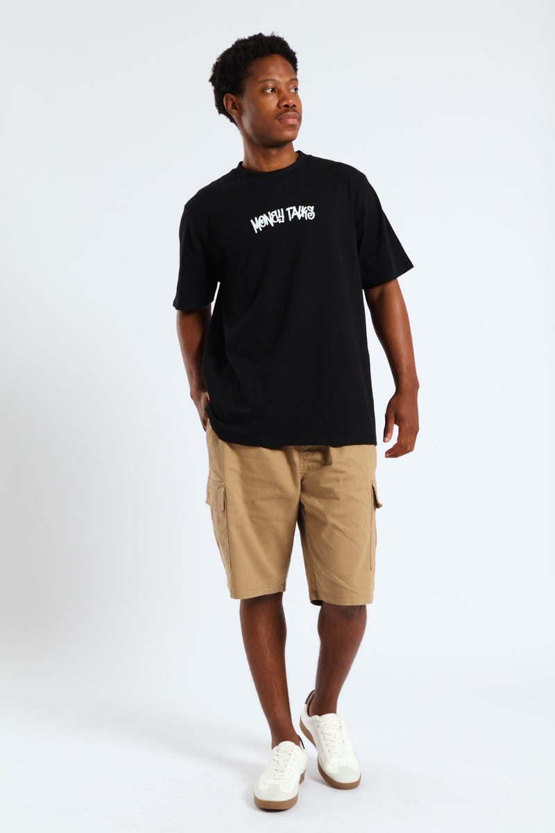 Money Talks Front & Back Print Tee - Black