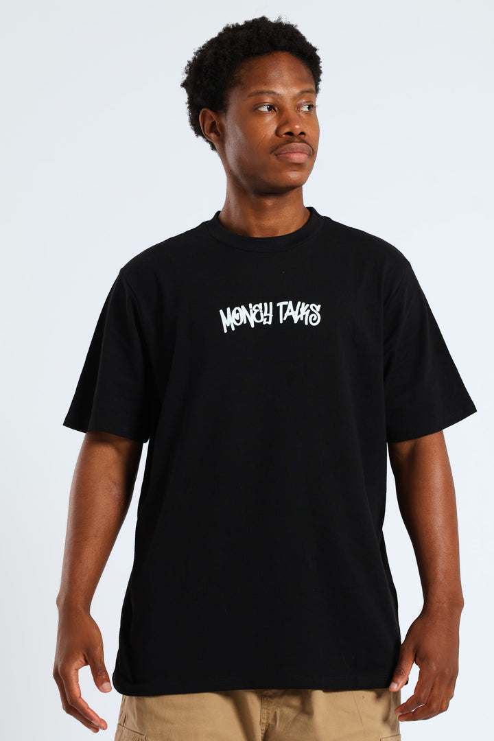 Money Talks Front & Back Print Tee - Black