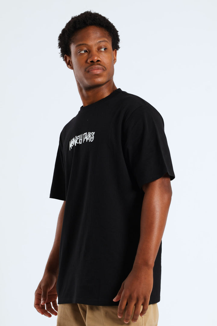Money Talks Front & Back Print Tee - Black