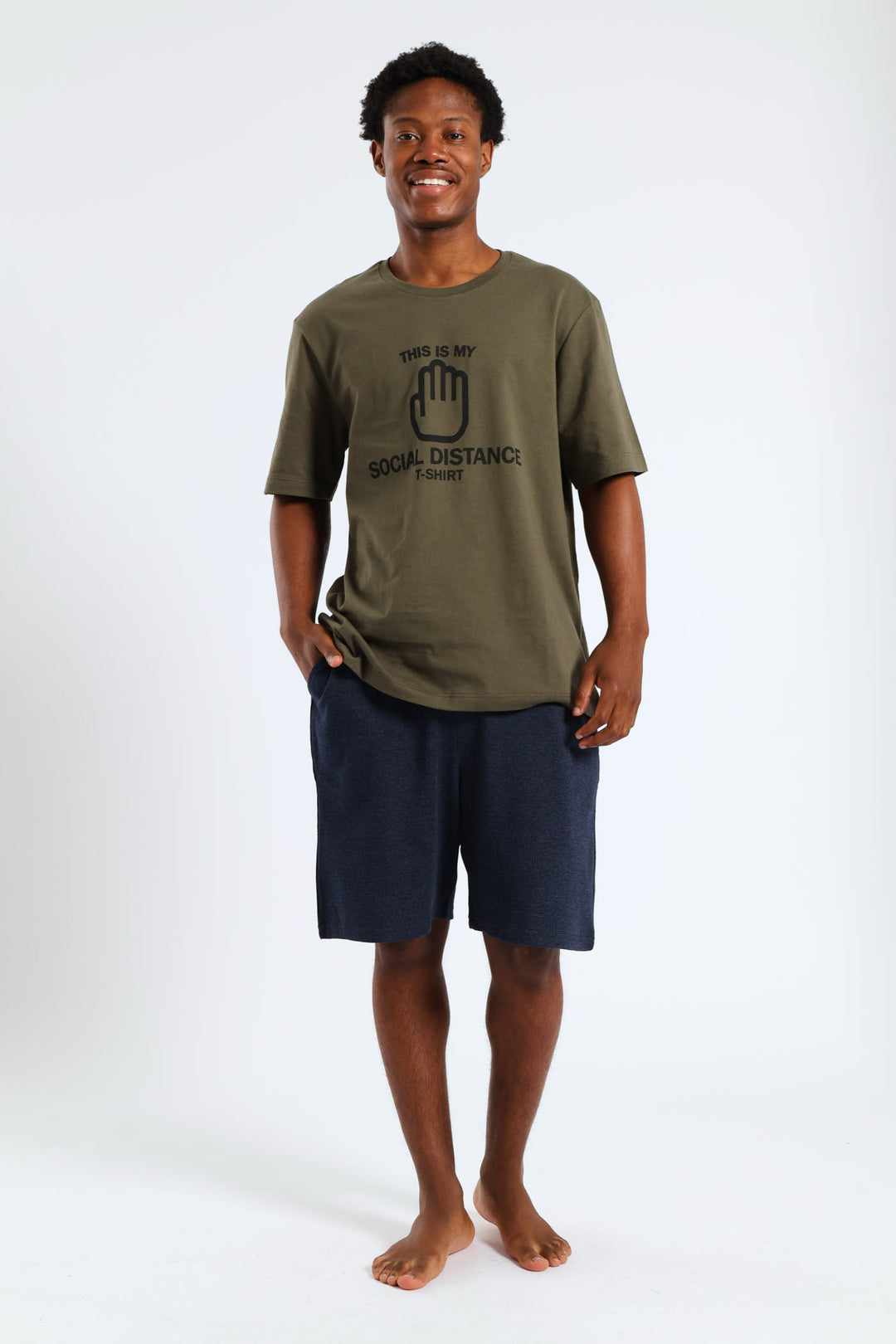 Social Distance Slogan Tee - Olive