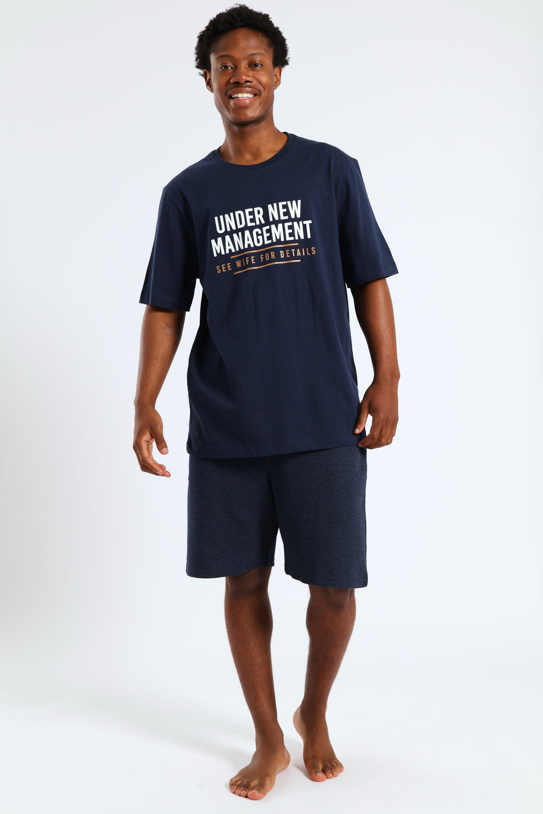 Wife Management Slogan Tee - Navy