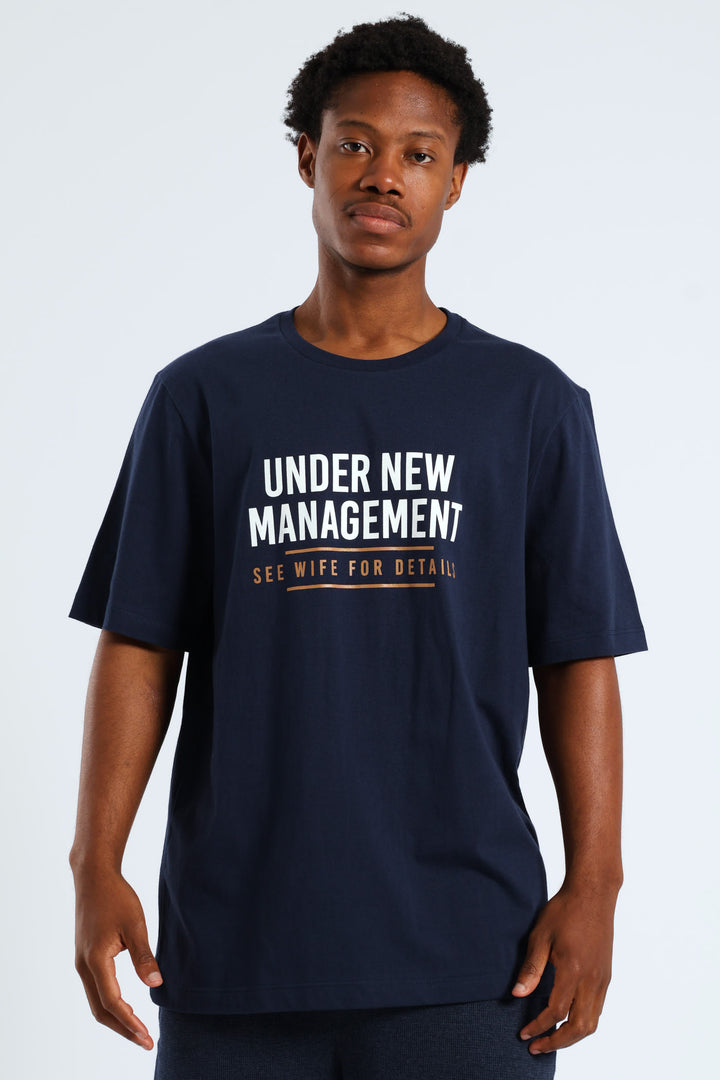 Wife Management Slogan Tee - Navy