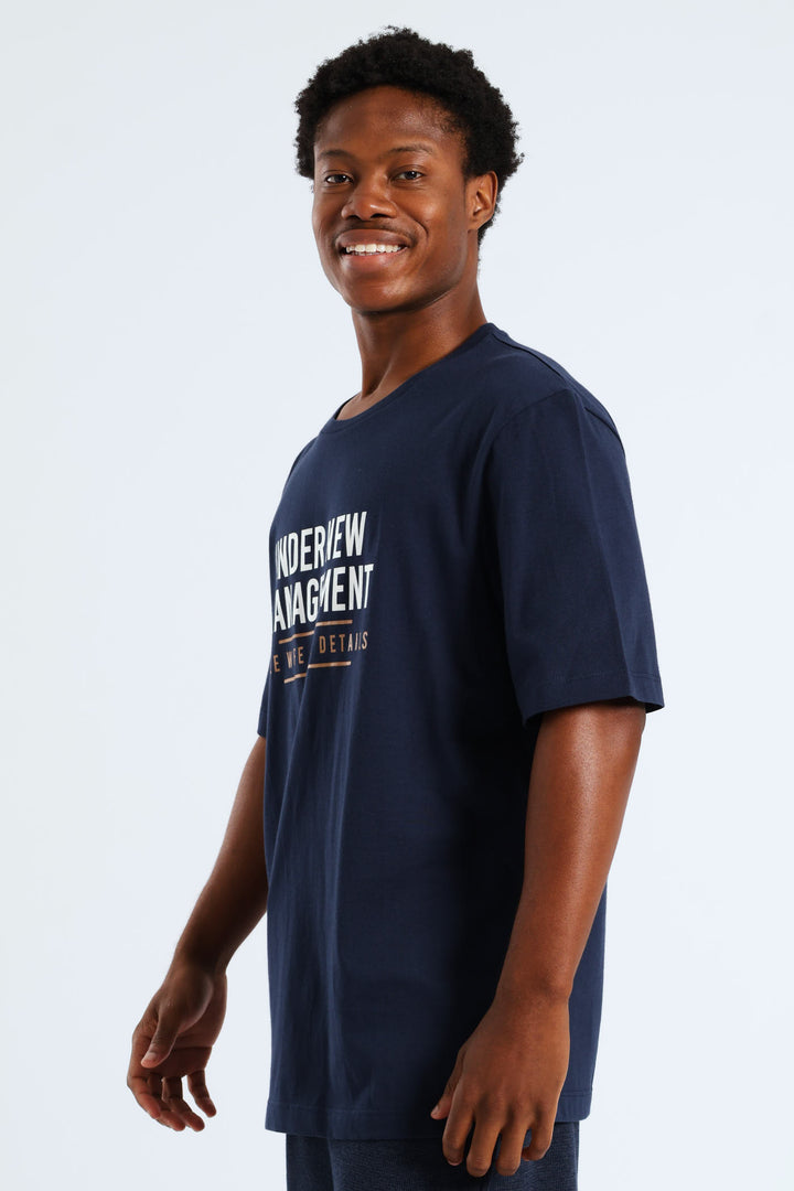 Wife Management Slogan Tee - Navy
