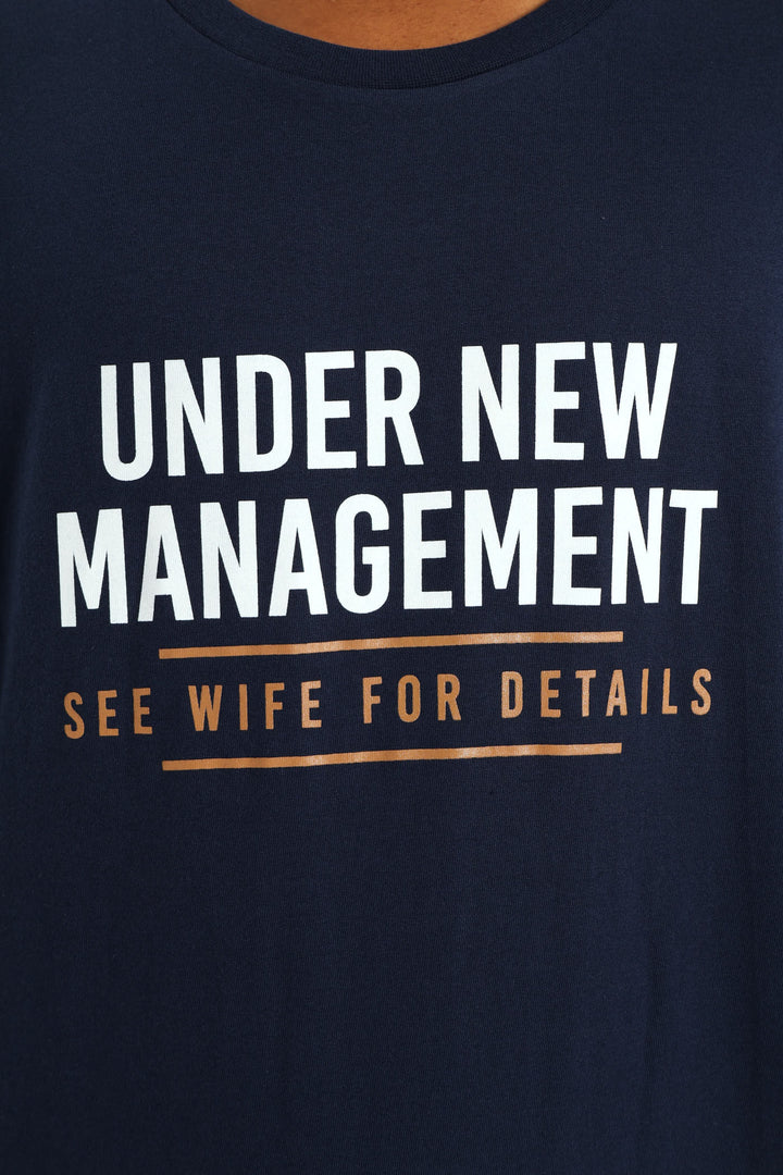 Wife Management Slogan Tee - Navy