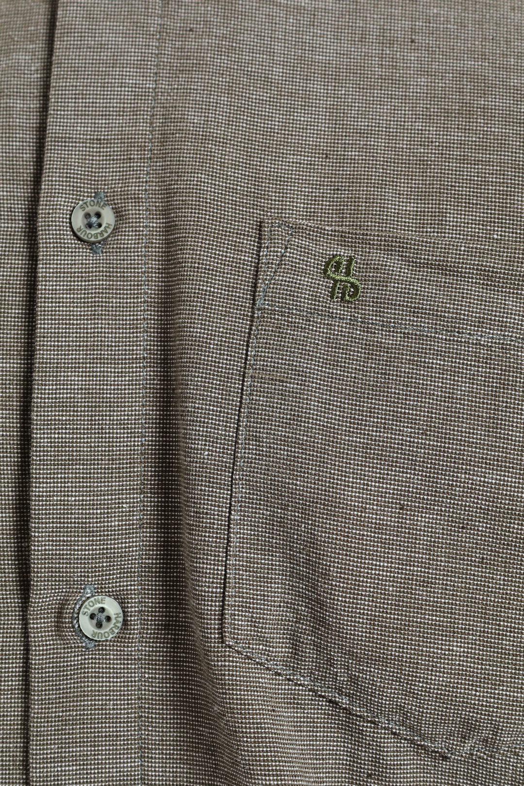 Long Sleeve Textured Woven Shirt - Fatigue