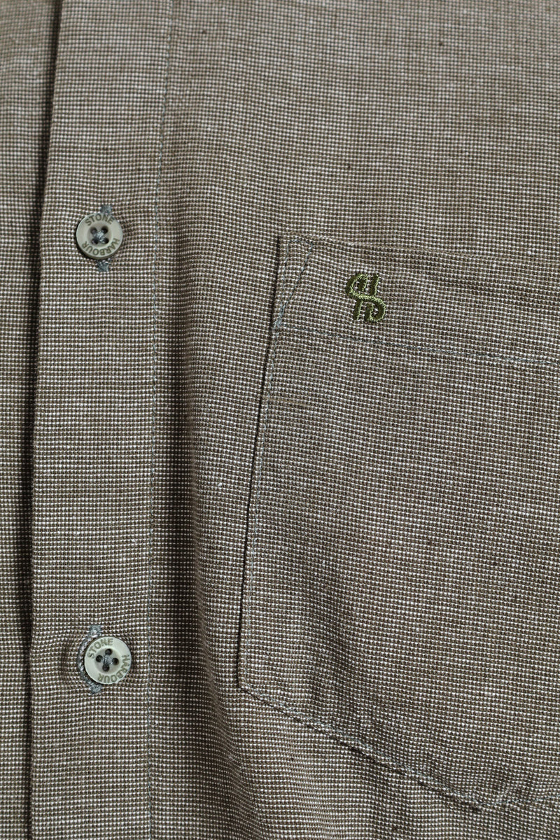 Long Sleeve Textured Woven Shirt - Fatigue