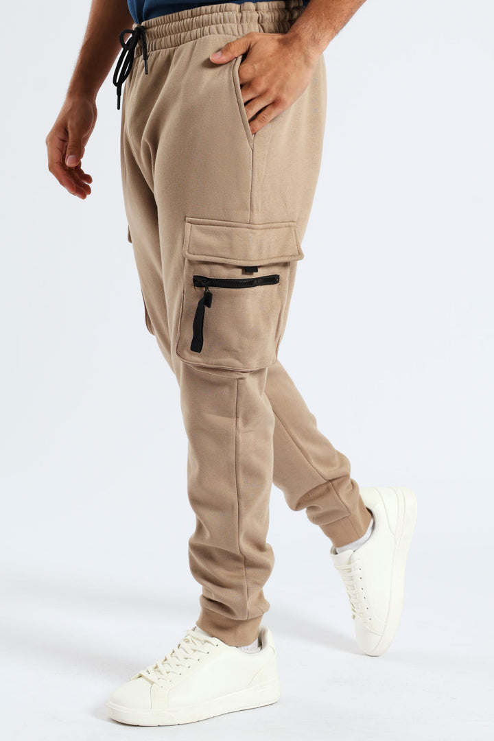 Strap Cargo Fleece Jooger - Stone
