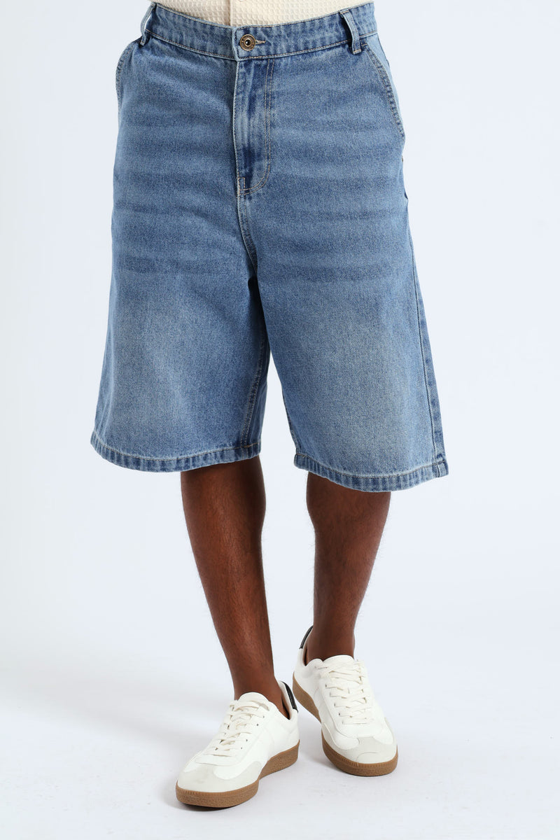 Baggy Denim Shorts - Blue