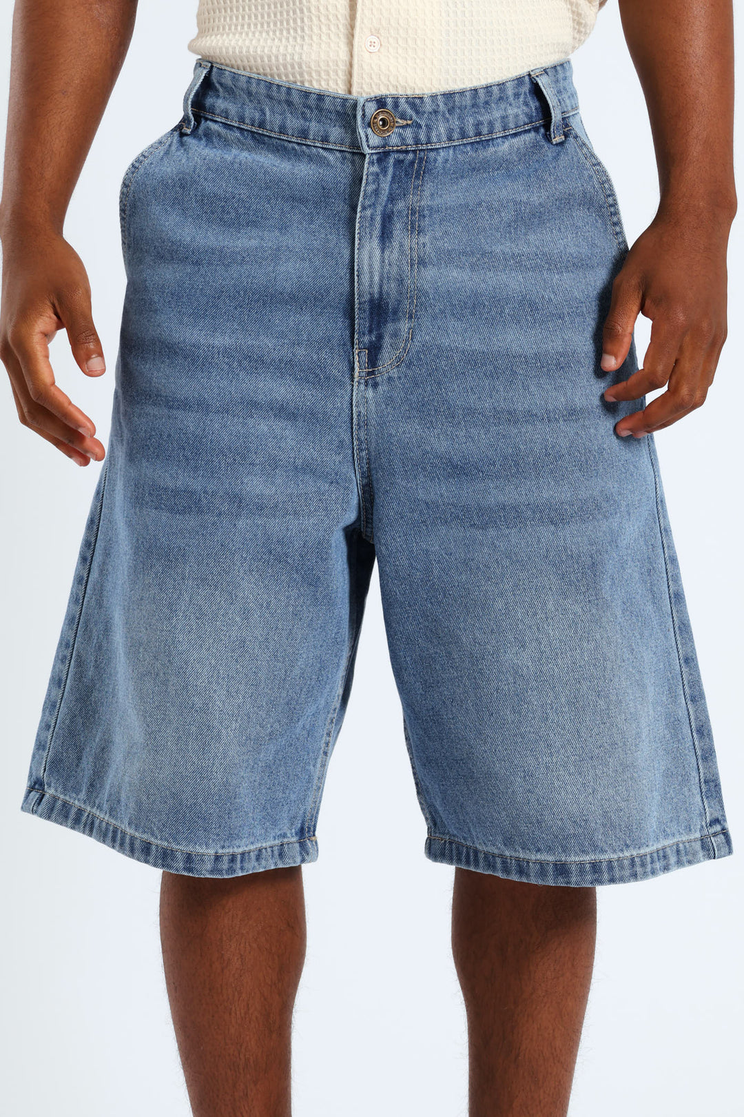 Baggy Denim Shorts - Blue
