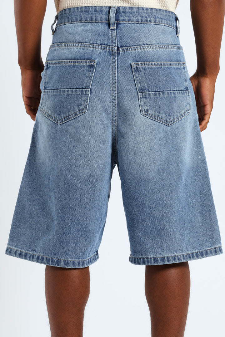 Baggy Denim Shorts - Blue