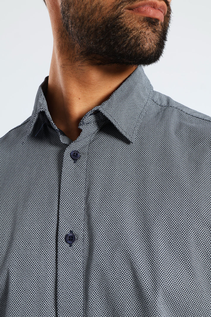 Geo Print Gear Shirt - Navy