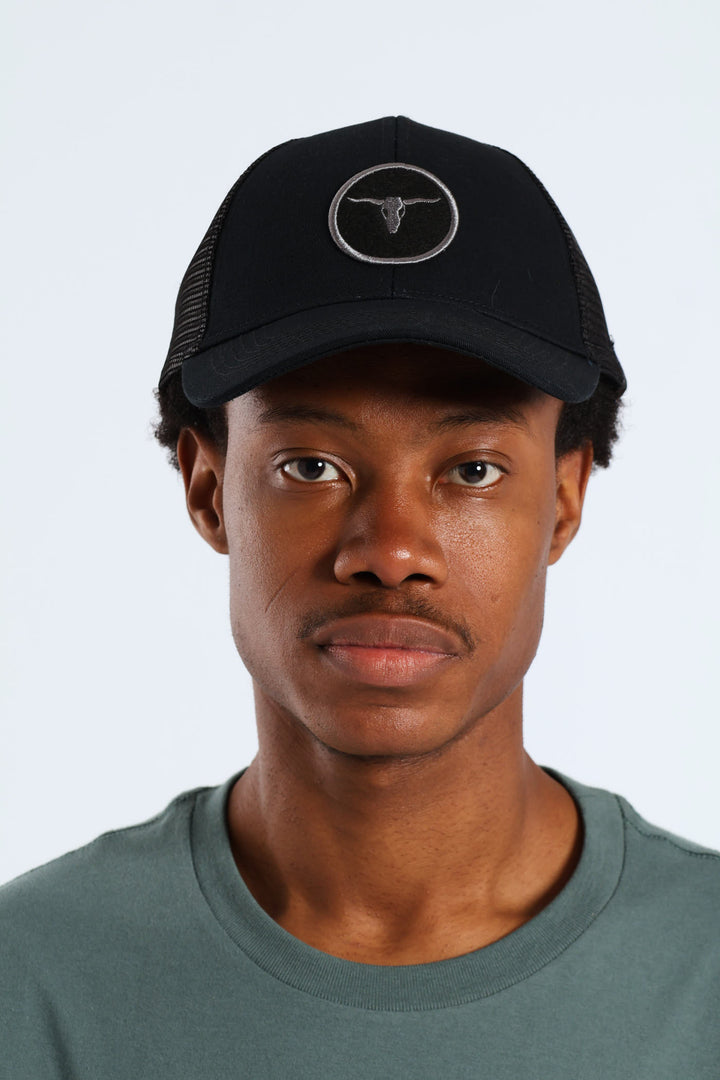Bull Patch Trucker Cap - Black