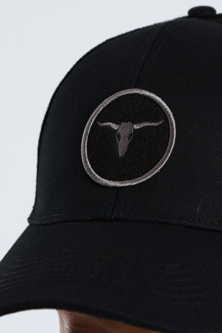 Bull Patch Trucker Cap - Black