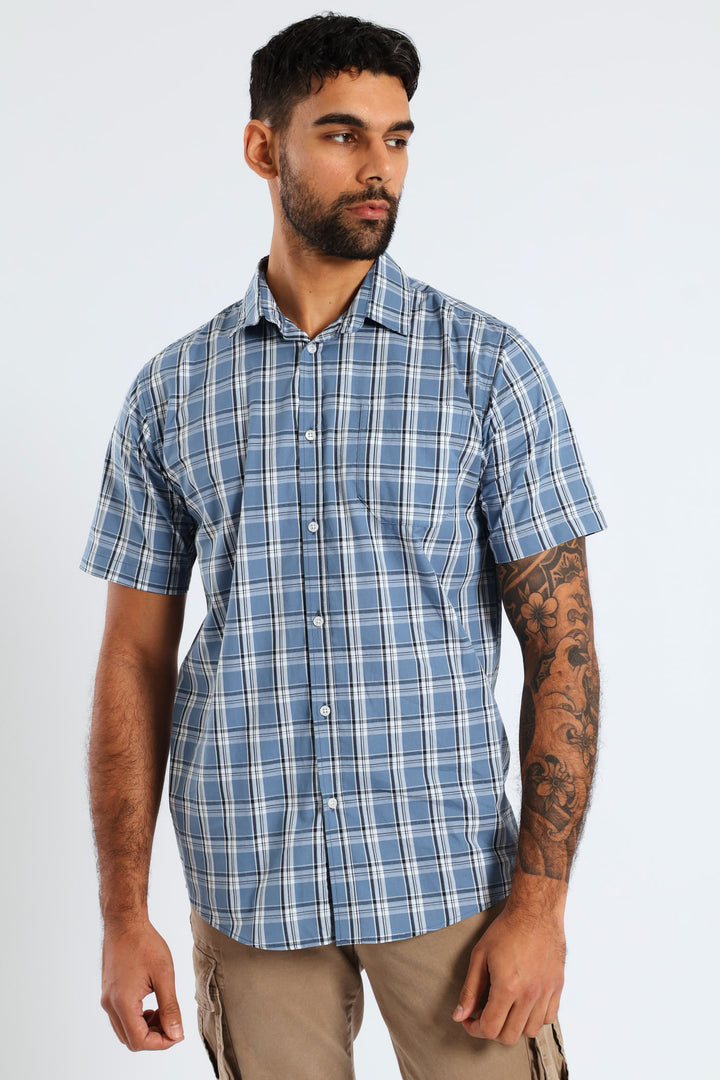 Check Shirt - Steel Blue/Navy
