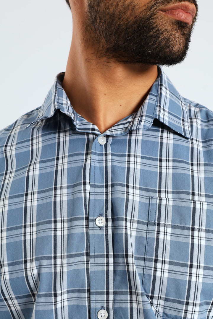 Check Shirt - Steel Blue/Navy