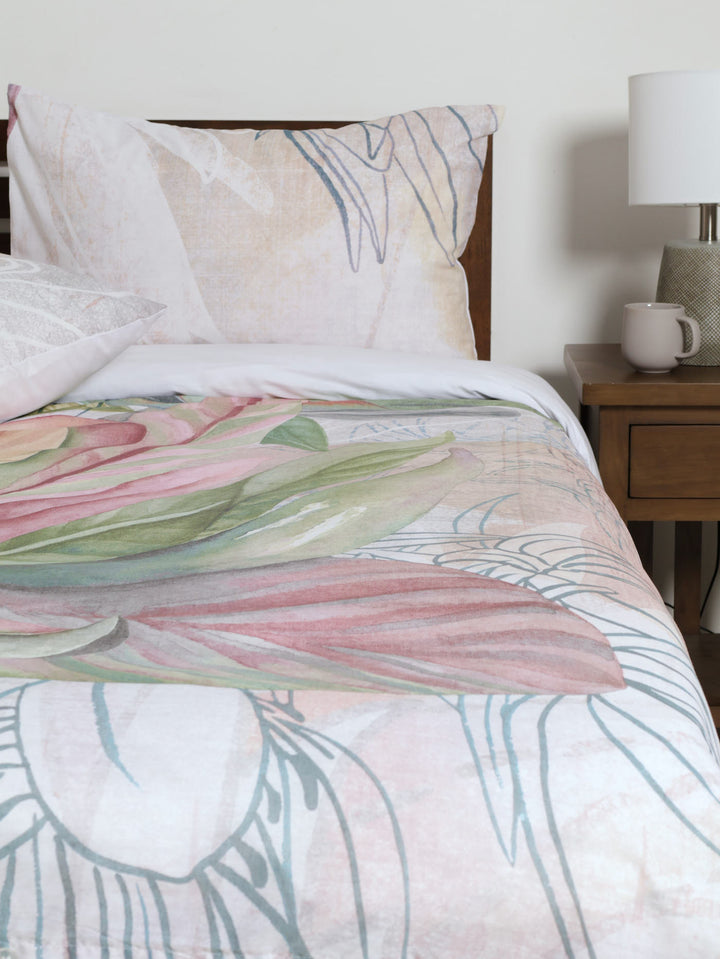 Watercolour Flower Print Duvet Cover Set - Pink