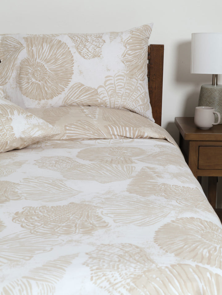 Cotton Mono Sea Shells Duvet Cover Set - Cream