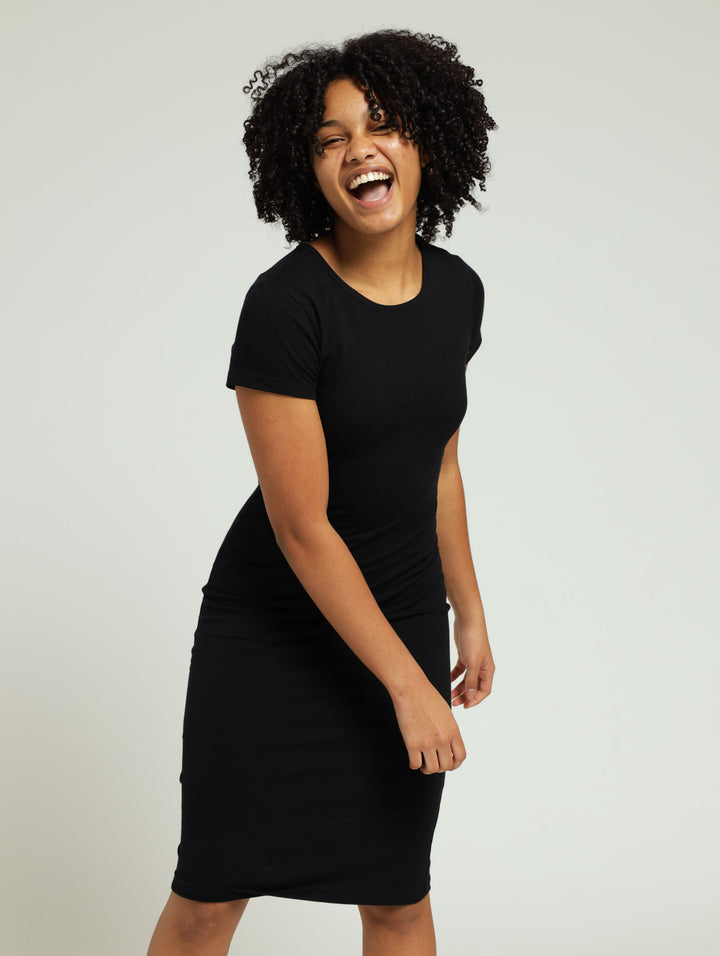 Girl Midi Bodycon Dress - Black