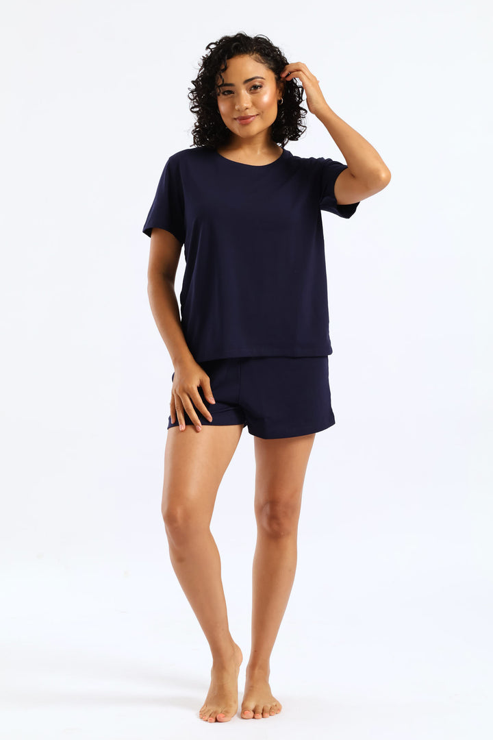Knit Short Sleep Set - Navy