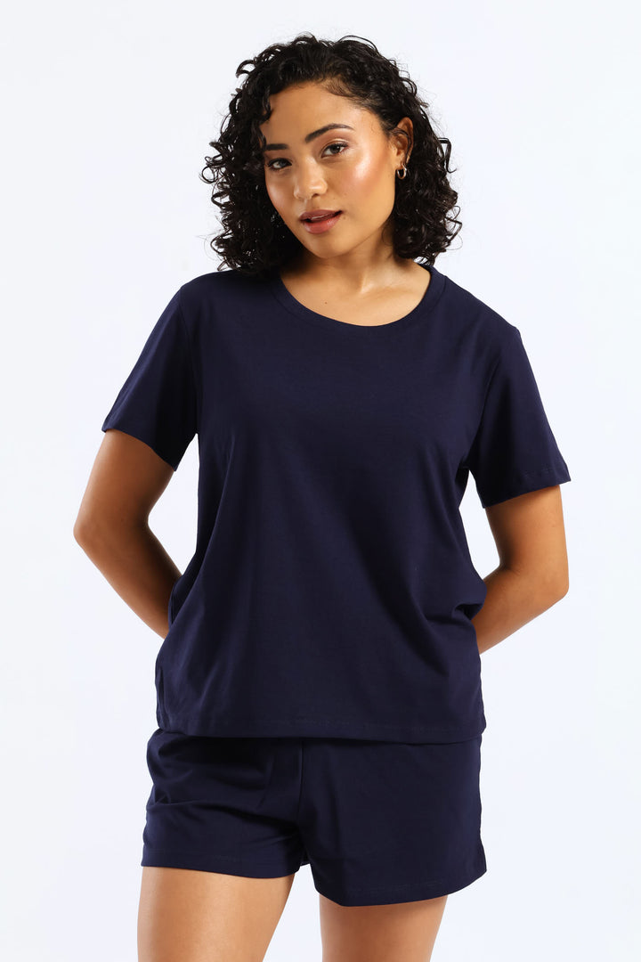 Knit Short Sleep Set - Navy