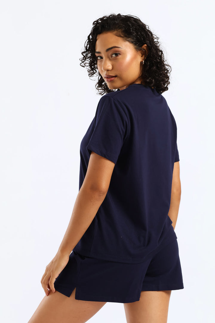 Knit Short Sleep Set - Navy
