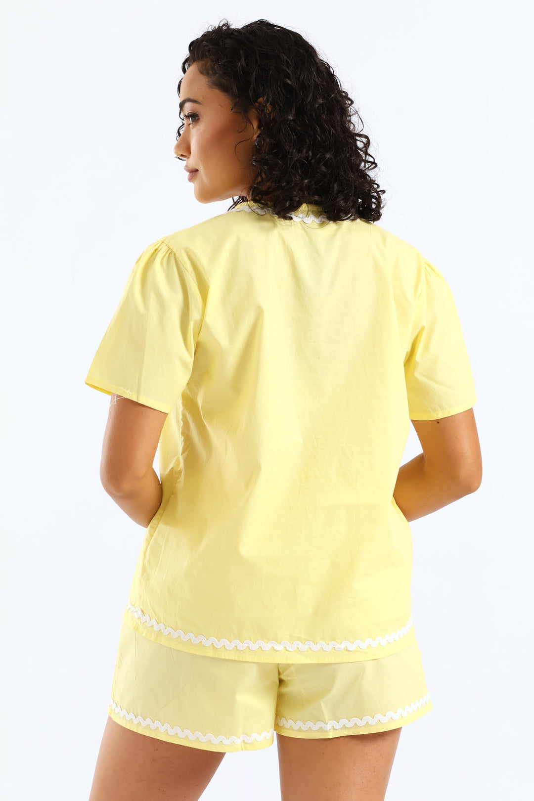 Tie Front Detail Sleep Set - Yellow