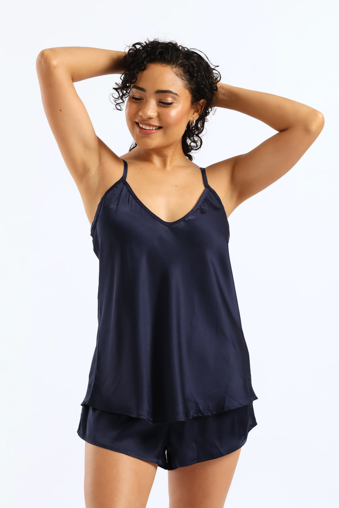 Satin Cami Short Set - Navy