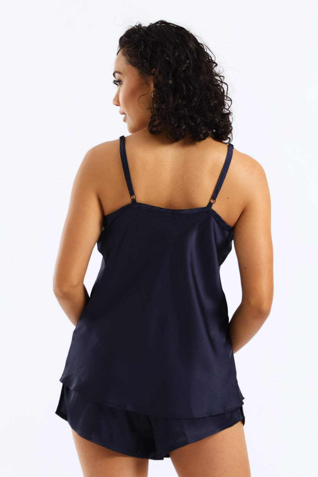 Satin Cami Short Set - Navy