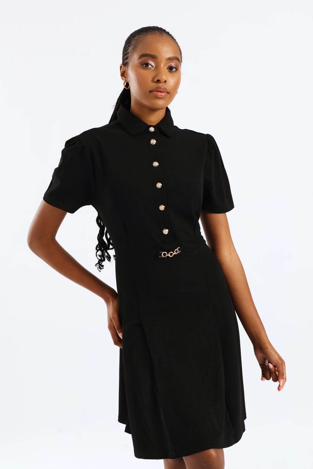 Ladies Box Pleated Preppy Dress - Black Edgars Ladies Box Pleated Preppy Dress - Black Edgars